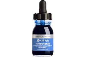 Lefranc Bourgeois 301279 Nan King - Tinta para dibujo o escritura a mano, botella de 30 ml con pipeta, color azul cobalto