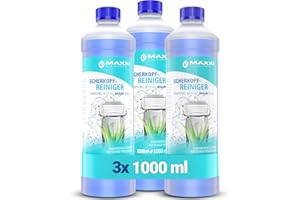 Maxxi Clean | Nettoyant pour tête de rasage pour cartouche de nettoyage | 3x 1.000 ml de liquide de recharge | Liquide pour rasoir compatible avec la station Braun | Spray avec parfum d'Aloe Vera