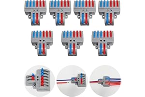 CTRICALVER Lever-Nut Surtidas Conector Paquete de 7, Bloque de Terminales de Barra de Presión Bilateral, 2 en 6 fuera Conductor Compacto Cable Conector，Con tornillos de montaje