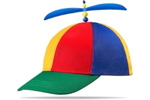 Hatstar Bunte Propeller Mütze | Lustige Propellerkappe | Hubschraubermütze | Hubschrauber Kappe | Festival Sommer Strand Urlaub | Baseball Cap für Damen Herren Kinder