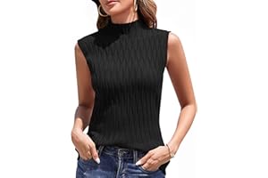 Aottori Canotta Donna Elegante Canottiera a Colletto Rialzato Maglione Senza Maniche Basic Lupetto Elasticizzato Dolcevita Sottile Comoda Autunno Invernale