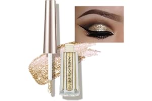 Anglicolor Diamond Glitter Liquid Eyeshadow & Eyeliner Pen Starry Sequins Mermaid Eye Shadow Langanhaltendes und pigmentiertes,wasserfestes,funkelndes und schimmerndes Augen-Make-up (1# Light Gold)