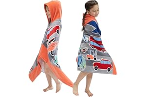 BANGSAUR Kinder-Badetuch mit Kapuze, 100% Baumwolle, 127x 76cm Wickel, Kinder, Kleinkinder, Mädchen, Jungen, 3–12 Jahre (Flugzeug N)