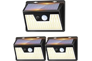 kolpop Luz Solar Exterior Potente,[3 Paquete/3 Modos] focos 140 LED, Luz con sensor de movimiento Impermeable IP65 foco para terraza garaje patio