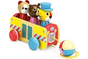 Vilac- Elefante Juguete Entrenador, Color autobús de tracción + clasificador de Formas de Animales, Small (Hippychick Vilac7736)