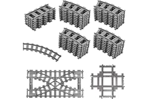 JAOGAUS City Schienen, 41 Stück City Bausteine Schienen, City Schienen Eisenbahn Schienen Set für Bausteine Geschenke, Erweiterungsset