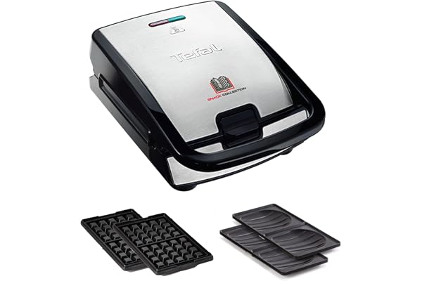 Tefal Snack Collection, Croque gaufres et sandwiches, 2 jeux de plaques inclus, Rangement facile, Nettoyage facile, Indicateur de chauffe, revêtement antiadhésif, SW853D12