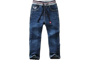 Happy Cherry Jeans per Bambini da 3 a 14 Anni con Tasche Elastico in Vita Pantaloni Lunghi Jeans Denim Stretch Ragazzo Primavera e Autunno