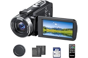 FIREFOTO Videokamera 4K Camcorder 42MP Vlogging Kamera für YouTube 18X Digitalzoom 3.0'' Bildschirm um 270° drehbar Webcam Kamera mit 2 Akkus, 32 GB-Karte, Fernbe