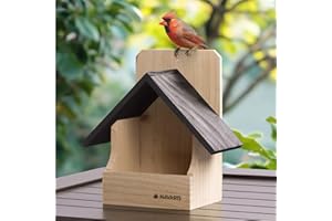 Navaris Bird House, Black - Durable Pinewood Bird Nesting Box for Garden Use - Nest Boxes for Small Wild Birds: Robin, Sparrow, Swift - Front-Open & Easy to Install Bird Houses