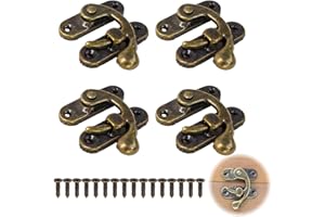 YOWFOND Pack of 4 Antique Vintage Quick Release Latch Hook Hasp Latch 42 mm x 36 mm Swing Bolt Bronze with Screws