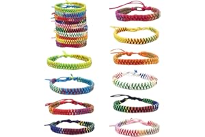 JEIIBRZUI 10 Stück Freundschaft Armbänder,Gewebte Armbänder Handgefertigt Verstellbar Freundschaftsbänder,Handgefertigt Wickelarmband Multi Farbe Mädchen Armband Unisex Armband für Erwachsene und Kinder