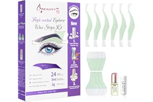 BEAUTY7 Bandas de Cera Fría Depilatoria para Depilación Facial de Cejas, Fórmula para Pieles Sensibles, 24 Tiras con 3ml Aceite Esencial