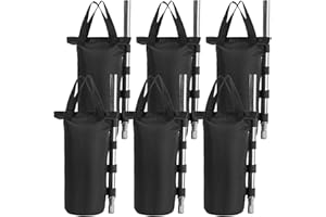 YELAIYEHAO Grade Heavy Duty doppelt genähte Gewichte Tasche, Beingewichte für Pop up Baldachin Zelt Gewichte Füße Tasche Sand Tasche Outdoor Tasche Schwarz (6PCS Round-7.9X19.7 INCH, Schwarz)