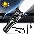 Gehavin Aluminum Led Flashlight Rechargeable,120000 Lumens Super Bright Xhp160 High Lumens Flashlight,6 Modes,Waterproof,Zoomable,Fast Charge,Super Bright Flashlight For Camping,Emergencies