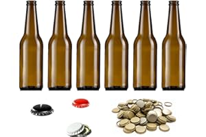 FIRMADIGARANZIA SRL 30 Pz Bottiglia Birra VETRO vuota 500 ml con tappi corona 26 mm LONGNECK in vetro di colore abra Completa di Tappo Corona 26 mm - KIT per fare la birra ARTIGIANALE