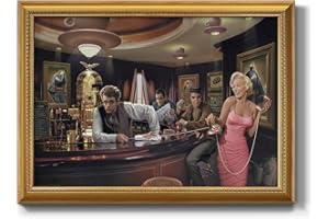 RENDITIONS GALLERY Java Dreams LS004 Wandkunst, James Dean Marilyn Monroe, Elvis Presley und Humphrey Bogart Gemälde, modernes Kunstwerk, goldgerahmt, Leinwanddrucke, Wanddekoration für Schlafzimmer und Badezimmer, 50,8