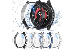 Neitra [5+5Stück Samsung Galaxy Watch 5 Pro Schutzhülle + Displayschutzfolie 45mm Hülle, 5 Kratzfest Schutzfolie und 5 Hart PC Bumper Case Ultradünne Stoßfänge Gehäuse Cover für Galaxy Watch 5Pro