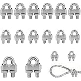 Isrcivcs 16 Pieces M3/M4/M5/M6 Cable Clamps, Stainless Steel Wire Clamp, U-Bolt Saddle Fasteners for Tensioning Cables on the