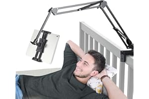 PADWA LIFESTYLE Soporte tablet.Soporte tablet cama.Soporte giratorio de 360° tabletas con robustos brazos de aluminio para iPhone, ipad u otros dispositivos electrónicos con pantallas de 4,5 a 12,9 pulgadas.