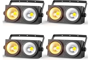 ZonQoonz 4PCS COB 200W Faro Teatrale, Accecatori LED D mx Bianco Freddo/Caldo Luce di Scena Effetti Illuminazione Blinder D MX 8CH, Faretto Luci da Palco per Discoteca Matrimonio Bar Feste Pubblico