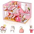 SYOSI DIY Miniature Dollhouse Kit, 1:24 Scale Mini Handmade Wooden Doll House with Music, Great Handmade Crafts Gift for Birthday Mother's Day Kids Teens Adults Assemble the Villa Model Gift