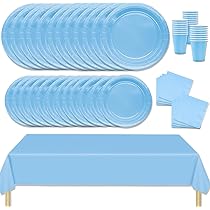 Set Stoviglie Festa Blu Scuro - 69 Pezzi Per 16 Ospiti, Piatti, Bicchieri, Tovaglioli Glitterati - Foto 2