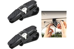OusSee 2 Stück Brillenhalter für Auto Sonnenblende, Sonnenbrillen Brillen mit Kartenkarten Clip, 180°Rotational Sonnenbrillenhalterung Doppelenden Brillenhalterung