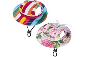 FFDHWU 2 Pieces Pet Sun Hats, Breathable Sun Protection Hats, Fashionable Casual Pet Hats, Pet Decorative Hats, Canvas Dog Hats, Adjustable Cat Hats