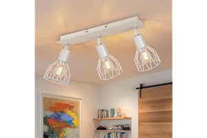 Kimjo Faretti LED Soffitto Orientabili - Faretti Soffitto 3 Luce Bianco Faretti da Soffitto - Lampadario Faretti Cucina E14 Faretti Orientabili da Soffitto per Camera da Letto Senza Lampadina
