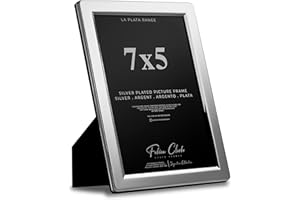 FABIAN CLARKE LONDON Silver Plated Photo Frame Picture Frame Plain Satin Finish and Tarnish Protected for Wedding Picture or Family Photos (7x5)