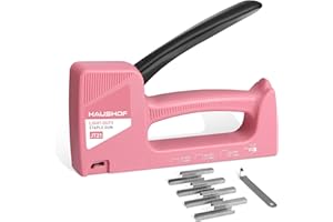 HAUSHOF Graffatrice Manuale con Levapunti Rosa, Graffe Tipo 53, 6-10 mm, Set Sparapunti con 800 Graffette (8 mm)