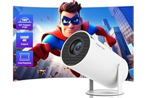 YEEFON Mini Beamer, 4K Full HD 1080P 180°Dreh Tragbarer Projector, Klein Videoprojektor Unterstützt 2.4/5G Dual WiFi und Bluetooth 5.0, mit Android und IOS 11.0 Heimkino Smart Beamer