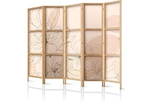 framed concept - Paravento divisorio in legno, 225 x 172 cm, 5 pezzi, unilaterale, in stile orientale