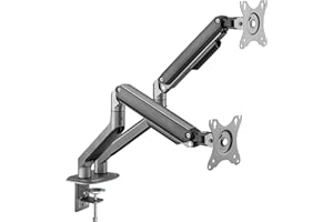Amer Dual Monitor Arm Desk Mount for 19 to 32 Inch Screens VESA 75 & 100mm Stand Desk Clamp, Tool Free Height Adjustment with Tilt Swivel Rotate, Increased Load Capacity from 2-9kg -