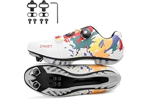 Surwin Zapatillas de Ciclismo Hombre y Mujer con Calas, Acuarela Exterior Zapatillas MTB Hombre con SPD Lock System Diseño, Zapatos Ciclismo Unisex Respirables