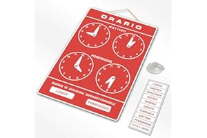 POLITARGHE Cartello ORARIO regolabile apertura negozio studio laboratorio bar (Rosso)