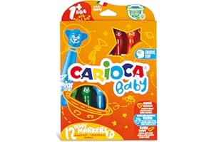 Carioca Baby Teddy, Rotuladores para Niños, Coloridos y Ergonómicos para los Pequeños, con Tinta Antibacteriana y Lavable, Colores Surtidos, 12 Piezas