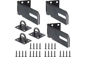 DIYIMING 3 Pack of Padlock Door Hasp Latch, 4 Inch Sturdy Stainless Steel Padlock Hasp and Staple Shed Lock Hasp Door Latch with Screws for Door, Cabinet, Drawer, Cupboard, Sheds, Windowand, Box, Black