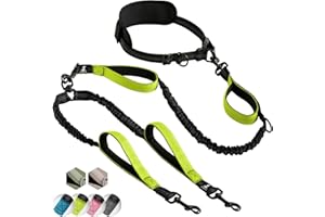 SPARKLYPETS Laisse mains libre pour 2 chiens grande et moyenne taille – laisse anti-traction avec coutures réfléchissantes pour chien - accessoire chien pour le jogging, la marche à pied, la randonnée, l’escalade