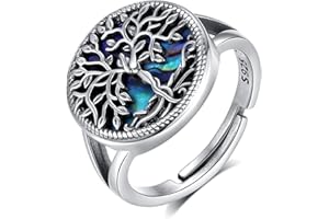 AEONSLOVE Bague Serpent Réglable Argent 925, Bague Ouverte Arbre de Vie/Feuille/Noeud de Sorcière/Noeud Celtique, Bague de Pouce Vintage pour Femme Homme