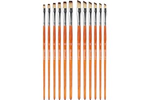 Himmlfel 12 Piezas Pinceles Incluyendo Plana y Angular Tipos de Pincel, para Muchas Necesidades de Pintura, para acrílico, Acuarela, óleo y Gouache Pintura