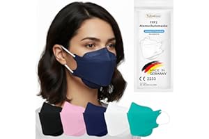 TubeRoo FFP2 Maske blau dunkelblau Fischform, 20 Stück Masken aus Deutschland, Made in Germany, weiche Ohrschlaufen, Atemschutzmaske, Mundschutz