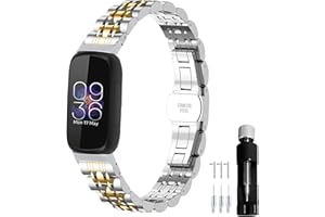 Gheper Metal Watch Band Stainless Steel Compatible with Fitbit inspire 3 Smartwatch Wristband Replacement Strap for Women Men