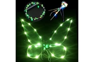 DAZZTIME Feenflügel Erwachsene Feenflügel,Feenflügel Leuchtende,Feenflügel Damen,mit Fee Stirnband und Fee Zauberstab,Funkelnde Engelsflügel,Schmetterlingsflügel,für Karneval,Fasching,Mottoparty