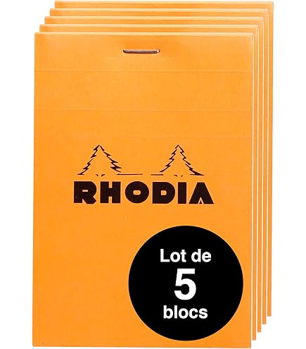 RHODIA 16600Cpack - Bloc-Notes Agrafé N°16 Orange - A5 - Ligné - 80 Feuilles Détachables - Papier Clairefontaine Blanc 80 g/m² - Couverture en Carte Enduite - Paquet de 10 blocs