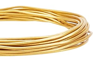 BENECREAT Alambre de cobre redondo de 5 m y 2 mm, alambre de latón dorado para abalorios, manualidades y joyería