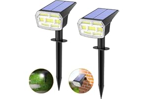 AOSTOK 59LED/2 Piezas Luces Solares LED Exterior Jardin Impermeable IP67 Focos LED Exterior Solares, 3 Modos Lamparas Solares para Jardín, Patio, Calzada, Césped, Camping - Blanco frío