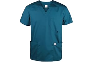 JONATHAN UNIFORM Men V Neck Functional Scrub Tunic Top for Spa, Dental, Elderly Carer, Massage, Salon, Warehouse (Caribbean Blue,M)
