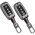 SHOPOFLUX Metal Key Cover Compatible with Kia Seltos | Sonet | Carens 4 Button Smart Key (Black) (Pack 2)